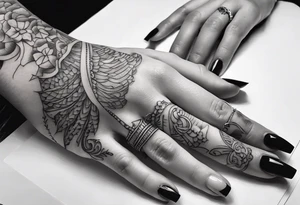 Woman’s hand and skeleton hand with pinky fingers interlaced tattoo idea