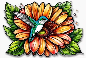 Hummingbird gerber daisy tattoo idea