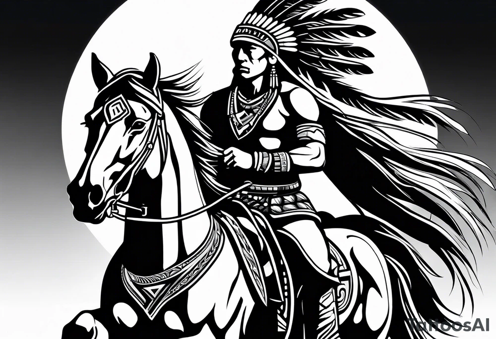 Native American warrior on horseback tattoo idea