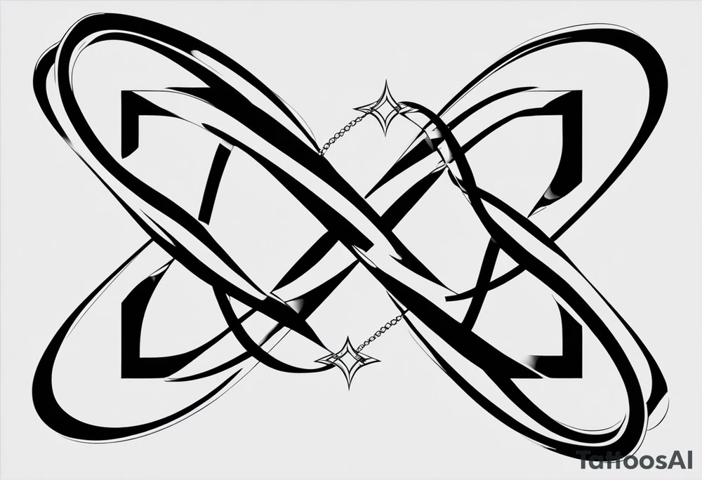 infinity symbol with four diamonds
One diamond inside one of the loops of the infinity symbol and one in the other.

Where the lines cross each other one on one side and another on the opposite side.

the infinity symbol will be the basic infinite symbol and it will four distinct diamonds tattoo idea