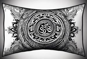 Forearm sleeve tattoo based around Sanskrit Om symbol tattoo idea