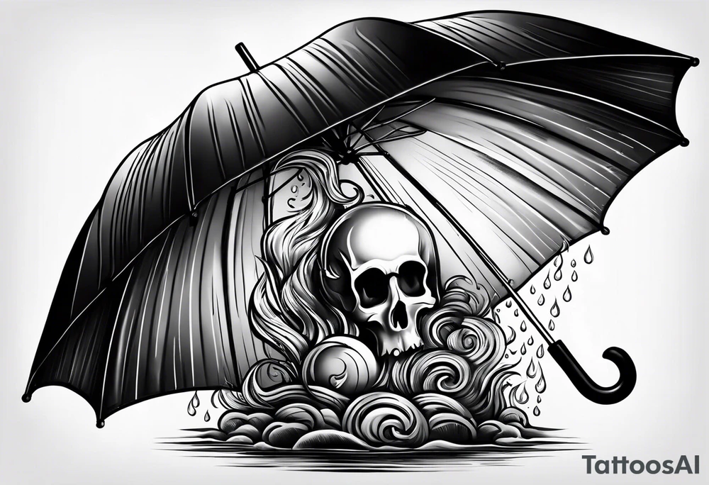 fire under an umbrella kepping the flame safe from the rain tattoo idea