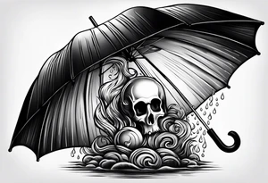 fire under an umbrella kepping the flame safe from the rain tattoo idea
