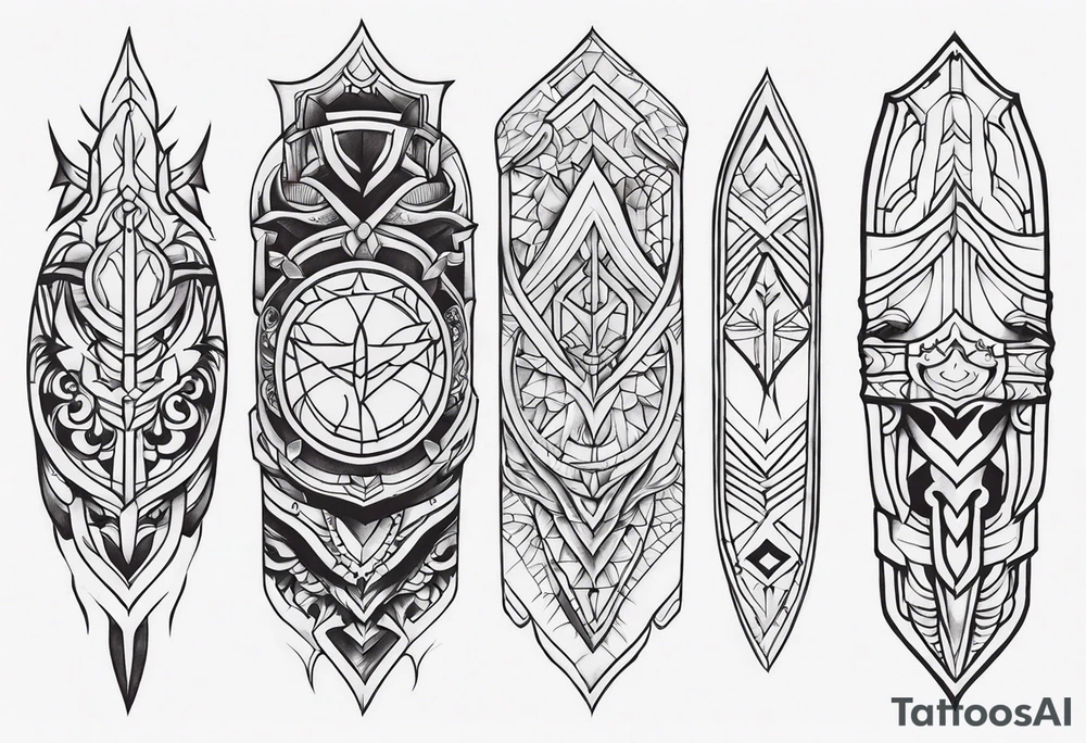 leg sleeve armor tattoo idea