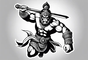 hanuman flying holding his mace tattoo idea