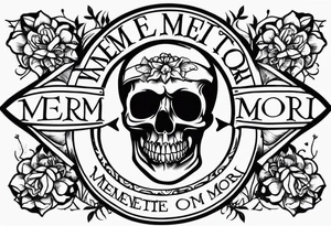 Memento mori written skull sleeve tattoo design tattoo idea