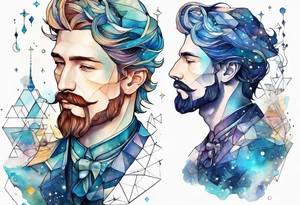 Aquarius geometric constellation calm male tattoo idea