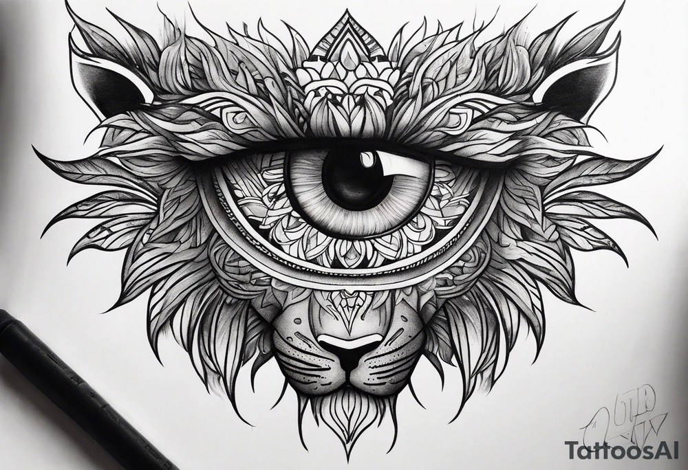 Half Lion eye half anake eye tattoo idea