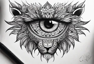 Half Lion eye half anake eye tattoo idea