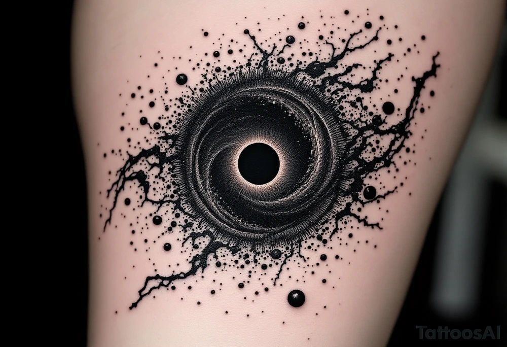2 different worlds on both sides of a black hole tattoo idea