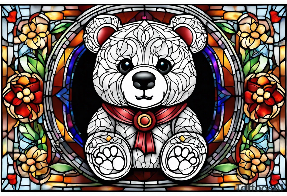 Teddy bear stain glass tattoo idea