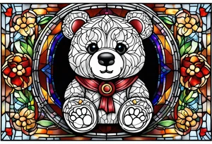 Teddy bear stain glass tattoo idea