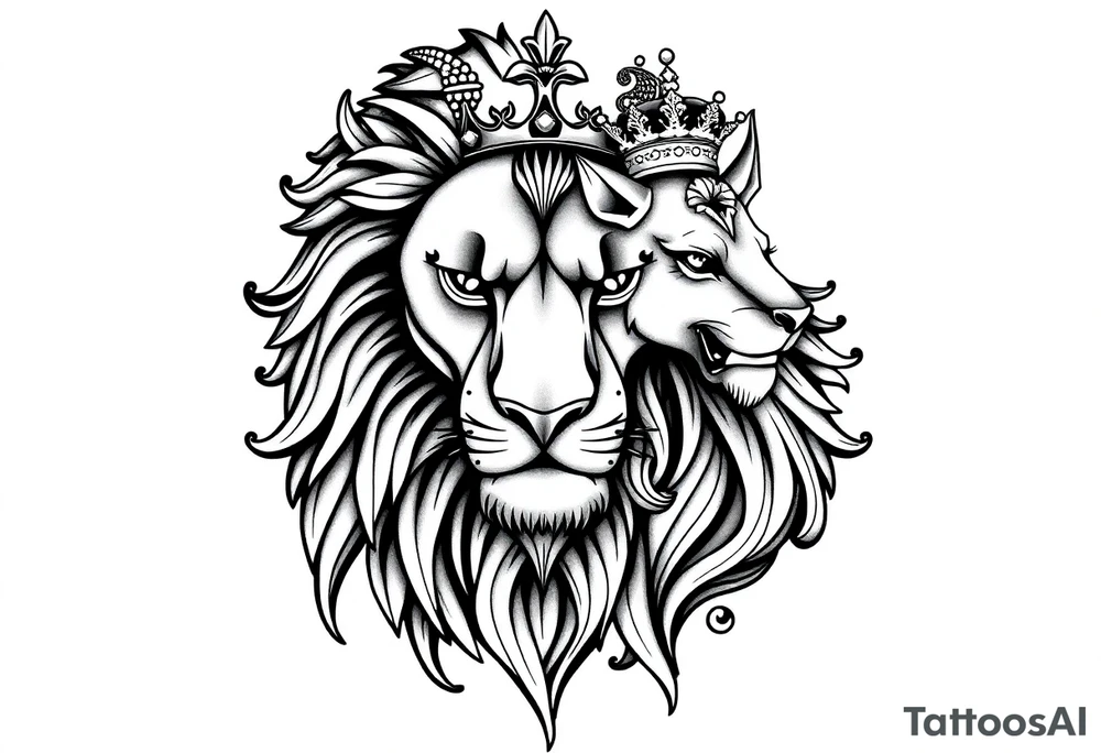 powerful majestic lion vagina, and anus
with a crown tattoo idea