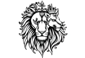 powerful majestic lion vagina, and anus 
with a crown tattoo idea