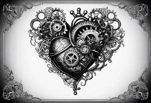 Mechanical heart with gears tattoo idea