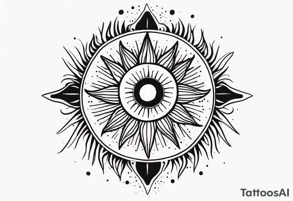 representation of the sun made of black dots tattoo idea