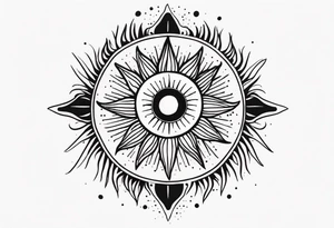 representation of the sun made of black dots tattoo idea