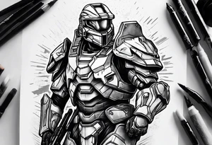 halo over an armored knight tattoo idea