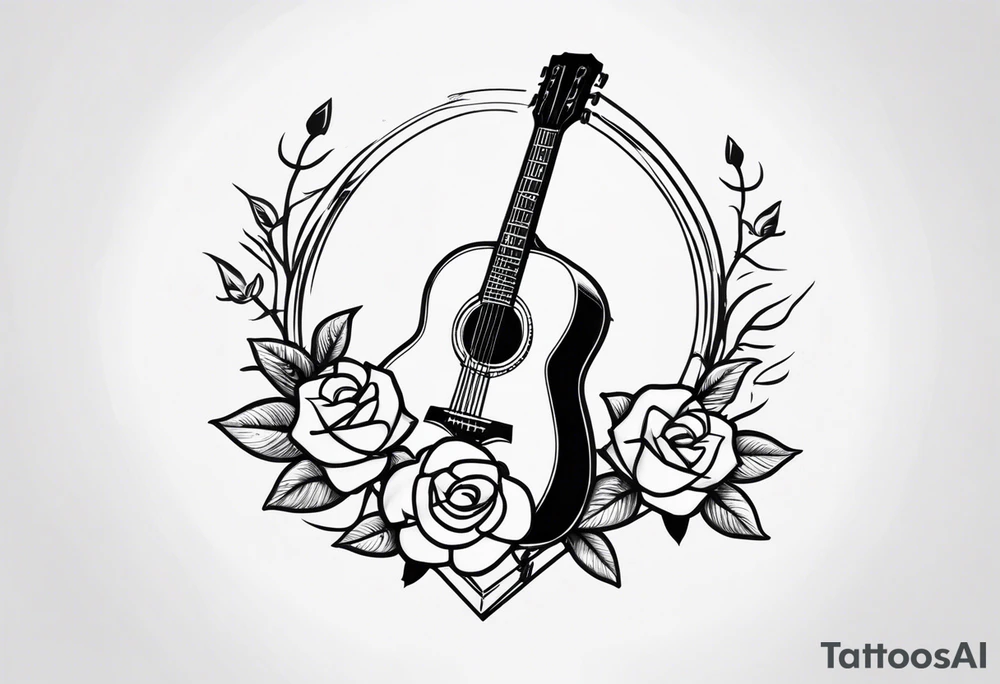 a rose, a wrench, and an acoustic guitar tattoo idea