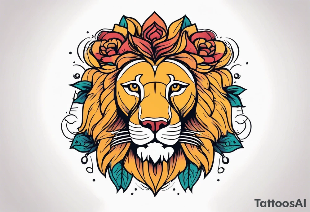 lion

vintage tattoo style old school traditional bold color simple with flowers surrounded tattoo idea