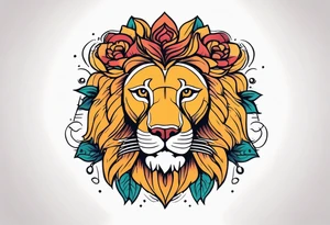 lion

vintage tattoo style old school traditional bold color simple with flowers surrounded tattoo idea