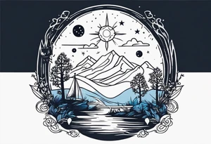 small minimalistic spiritual motive night tattoo idea