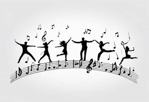 Music notes connecting people dancing tattoo idea