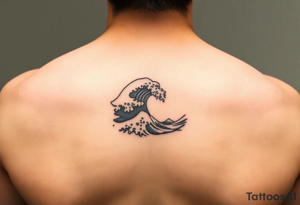 A minimalist tattoo the wave emoji placed on the upper arm tattoo idea