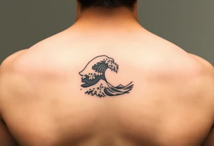 A minimalist tattoo the wave emoji placed on the upper arm tattoo idea