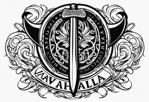 Valhalla sword shield axe tattoo idea
