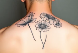 Poppy, chrysanthemum and daisy shoulder tatoo tattoo idea