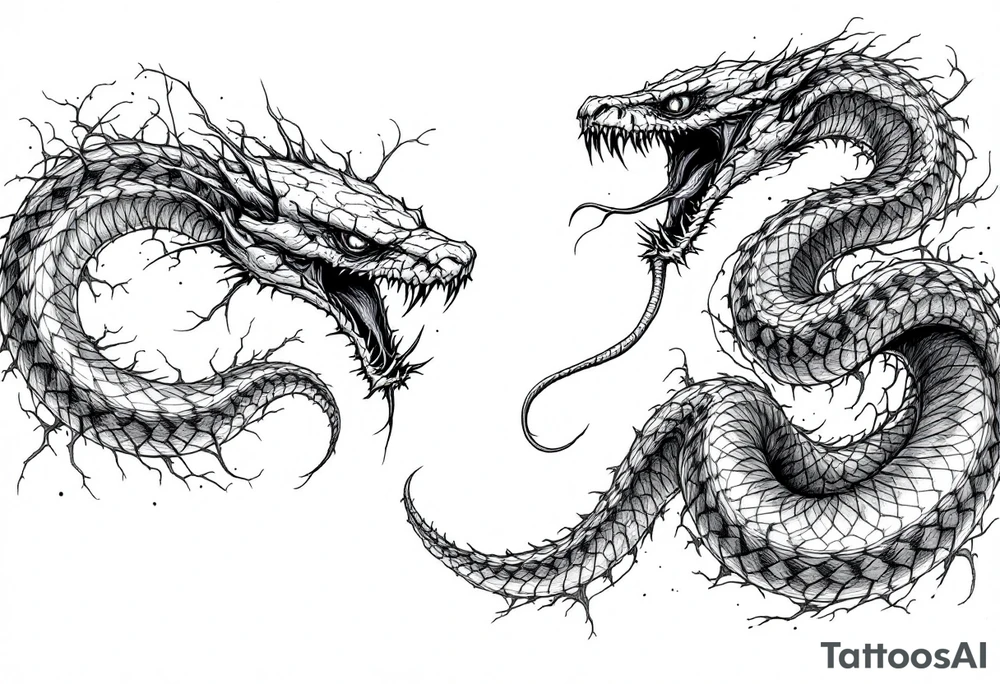 scary snakes tattoo idea