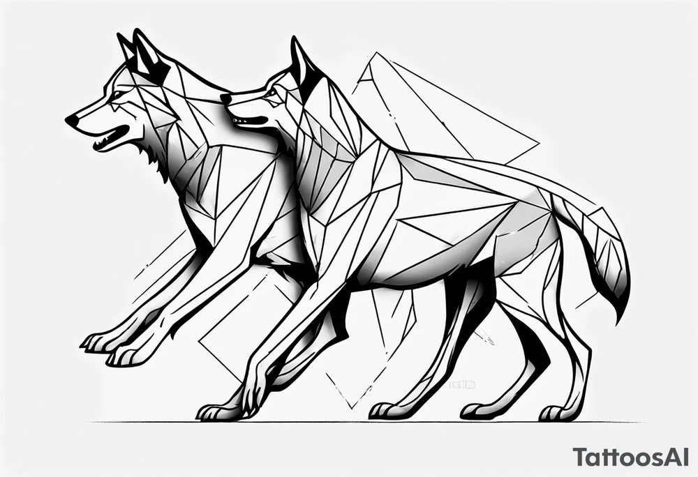 two wolves dancing the tango. extremely simplified tattoo idea