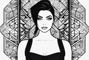 Wald silhouette mit geometrik muster im hintergrund tattoo idea