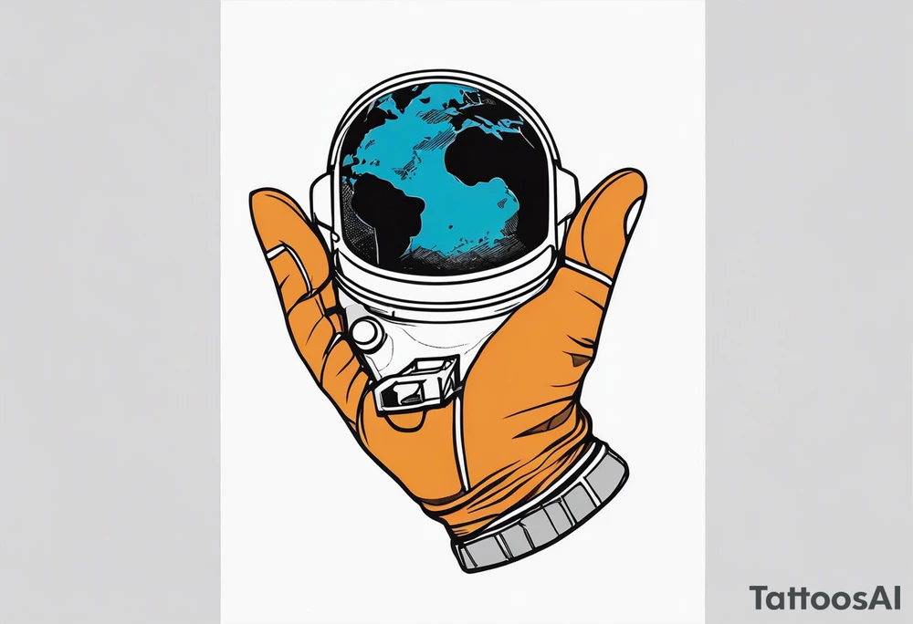 just the hand of an astronaut glove holding the earth tattoo idea