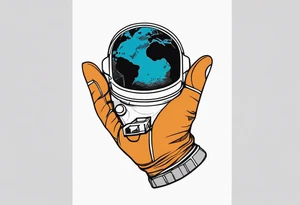 just the hand of an astronaut glove holding the earth tattoo idea