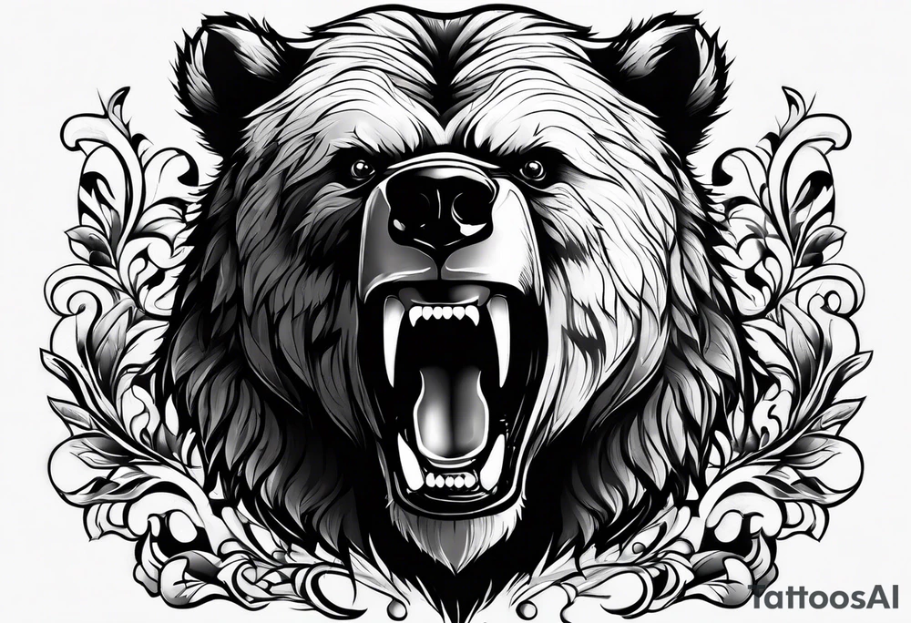 angry bear tattoo idea