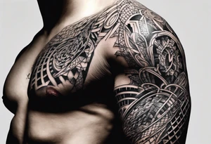 extreme fragmented detangled pain arm tattoo idea