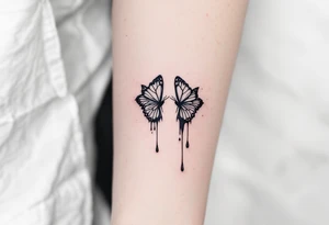 Two butterflyes with blood driping tattoo idea