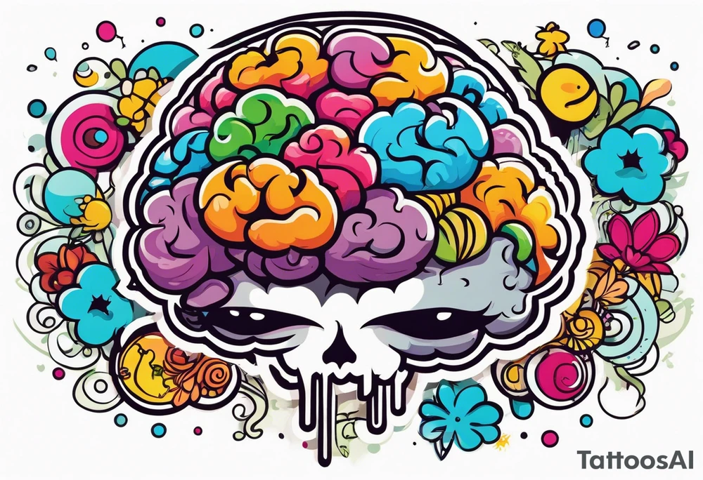 anthropomorphic brain with depression tattoo idea