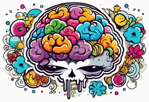 anthropomorphic brain with depression tattoo idea