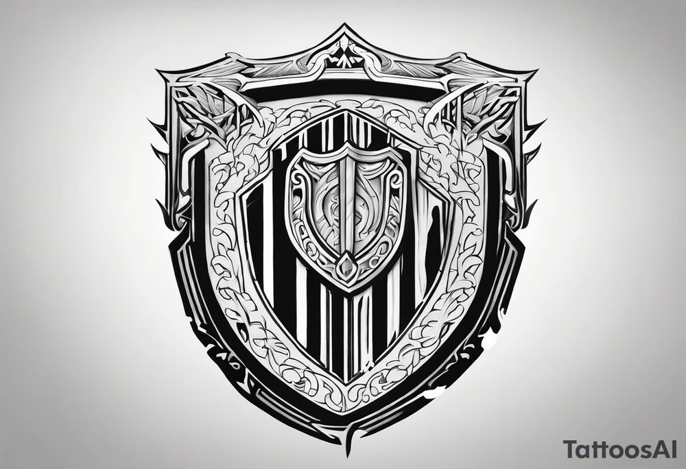 Valhalla shield fire sword tattoo idea