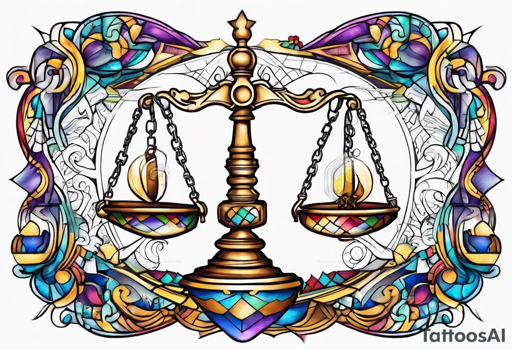 Libra scale with autism awareness pattern tattoo idea