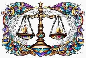 Libra scale with autism awareness pattern tattoo idea