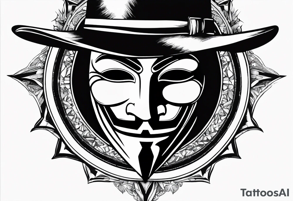 v for vendetta, mask only. No hat. Compass surround tattoo idea v for vendetta, mask only. No hat. Compass surround tattoo idea
