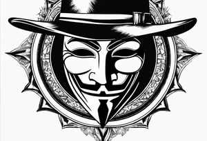 v for vendetta, mask only. No hat. Compass surround tattoo idea
