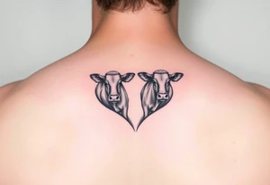 2 mini cows in the shape of a heart tattoo idea