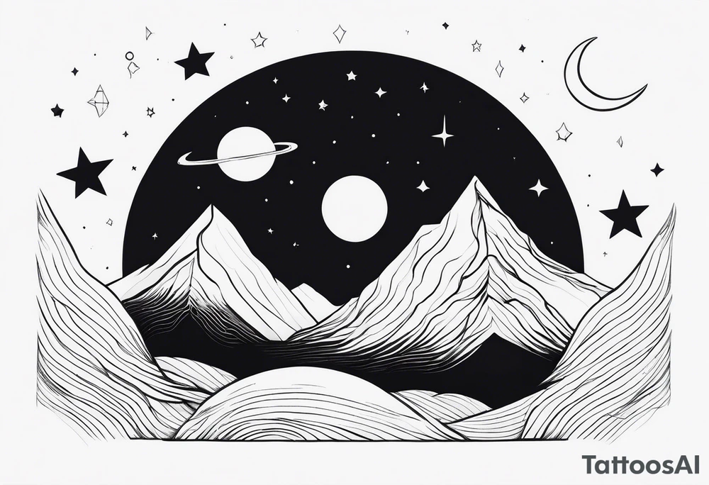 Picture of the night sky with moon tattoo idea