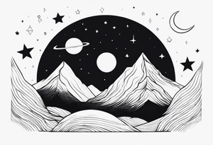 Picture of the night sky with moon tattoo idea