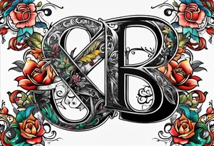 The letters AR together with the words always ready going down the side of the letters tattoo idea